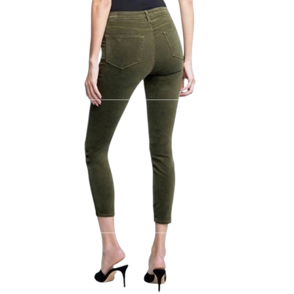 L’agence Marguerite Velvet Cropped Ivy Green High Rise Skinny Pants - Picture 3 of 13
